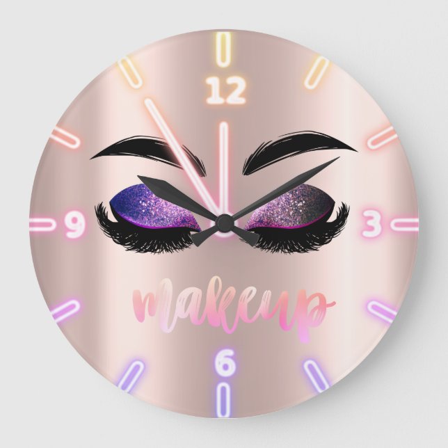 Coola Trendig Ro Guld Glitter faux lahes Stor Klocka (Framsida)