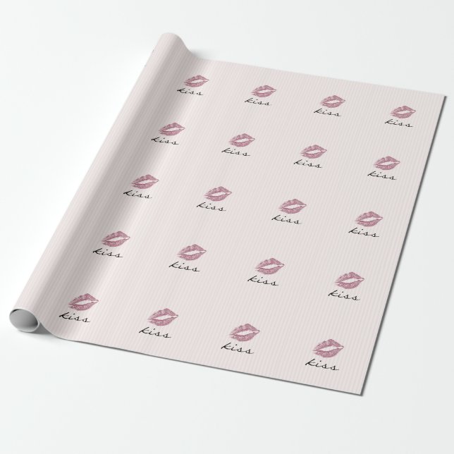 Coola Trendig Rosa Kiss Presentpapper (Utrullad)
