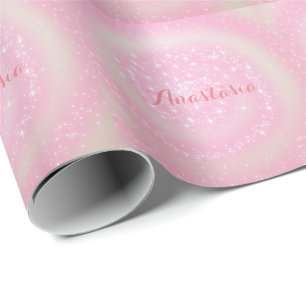Coola Trendig Rosa Sparkly why ditt namn Presentpapper