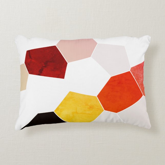 Coola Trendig Rustic Red Orange Gult Mönster Prydnadskudde (Framsidan)
