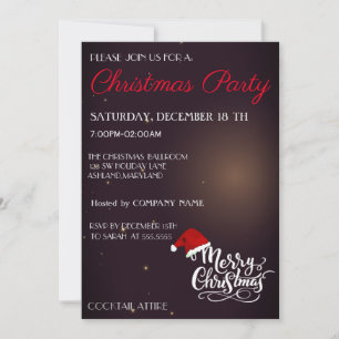 Coola, Trendig Santa Hat, svart julinbjudan Inbjudningar