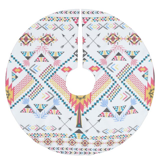 Coola trendig stam etnisk geometrisk mönster julgransmatta borstad polyester (Framsidan)