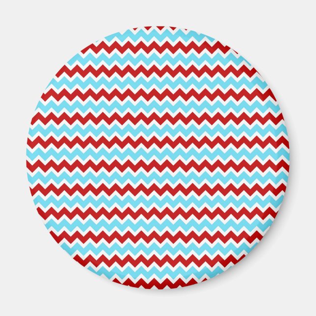 Coola Trendig Teal Turcouise Red Chevron Zigzags Magnet (Framsidan)