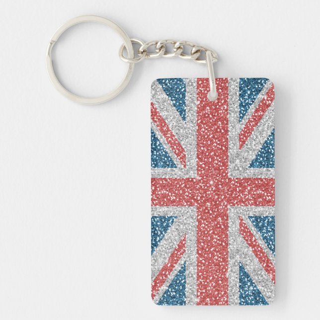 Coola trendig U.K. Union Jack flagga faux glitter (Framsidan)