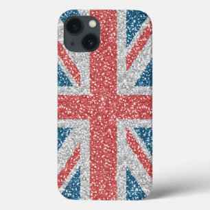 Coola trendig U.K. Union Jack flagga faux glitter