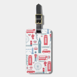 Coola trendig vintage London illustrationer mönste Bagagebricka