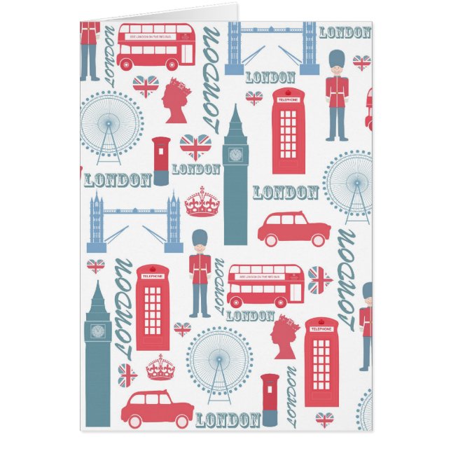 Coola trendig vintage London illustrationer mönste Hälsningskort (Framsidan)