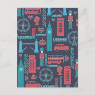 Coola trendig vintage London illustrationer mönste Vykort