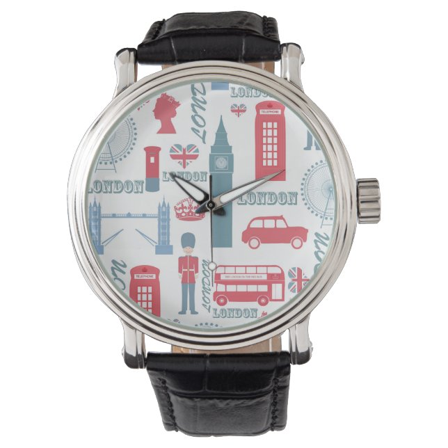 Coola trendig vintage London - landmärkningsillust Armbandsur (Framsida)