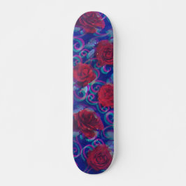 Coola Trippy Glitch Damask Modern Röd ros Lila Mini Skateboard Bräda 18,5 Cm