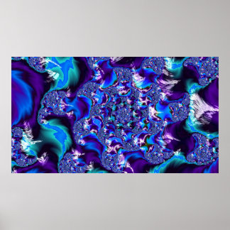 Coola Trippy Lila Blue Spiky Fractalals Poster