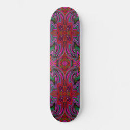 Coola Trippy Magenta, Red and Grönt Vågigt Mönster Mini Skateboard Bräda 18,5 Cm