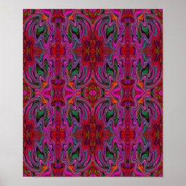 Coola Trippy Magenta, Red and Grönt Vågigt Mönster Poster