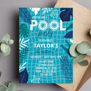 Coola Tropical Bassäng Boy Birthday-inbjudan Inbjudningar