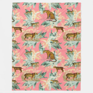 Coola Tropical Safari Vild katt Tiger Rosa Fleecefilt