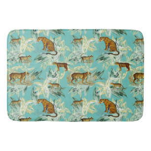 Coola Tropical Safari Vild katt Tiger Teal Blue Badrumsmatta
