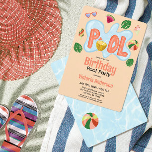 Coola Tropical Summer Bassäng Party födelsedag inb Inbjudningar