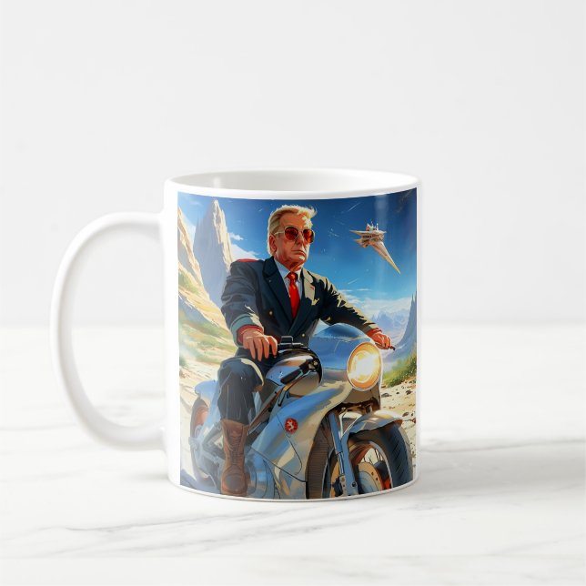 coola Trump Motorcycle Alien Planet Spacesship MAG Kaffemugg (Vänster)
