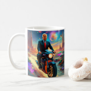 coola Trump Motorcykel på Alien Planet MAGA Kaffemugg
