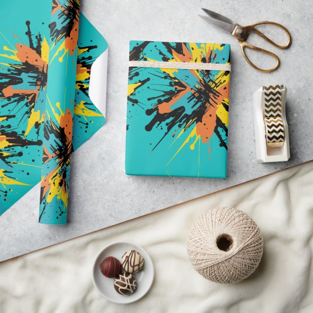 Coola Turcos Blue Paintball Blast Paint Splatte Presentpapper (Hantverk)