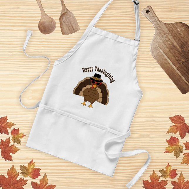 Coola Turkiet anpassningsbar Happy thanksgiving Förkläde (Customize Cool Turkey Happy Thanksgiving aprons for adults and kids. )