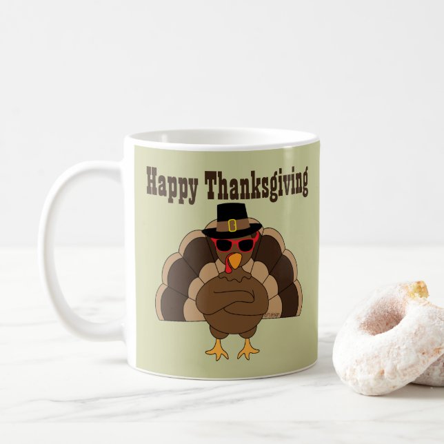 Coola Turkiet anpassningsbar Happy thanksgiving Kaffemugg (Med munk)