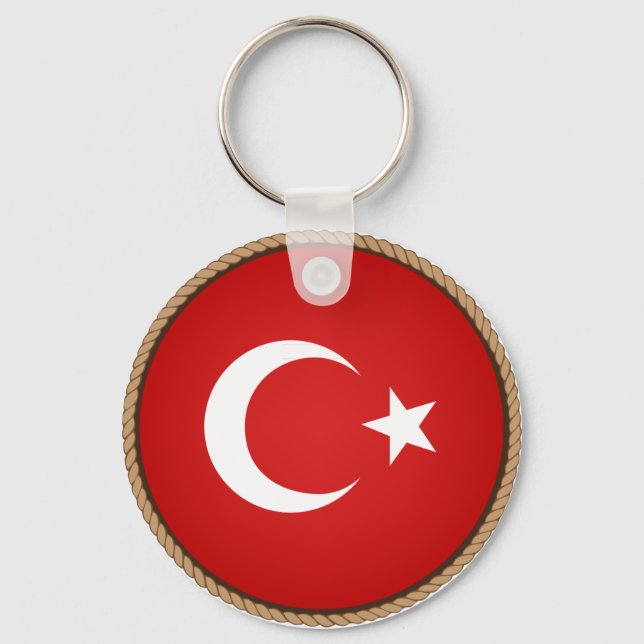 Coola Turkiet Flagga Seal Nyckelring (Framsida)
