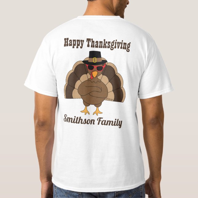 Coola Turkiet Happy thanksgiving Familj namn T Shirt (Baksida)