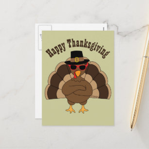 Coola Turkiet med solglasögon Happy thanksgiving Helg Vykort
