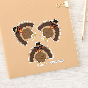 Coola Turkiet med solglasögon Happy thanksgiving Klistermärken