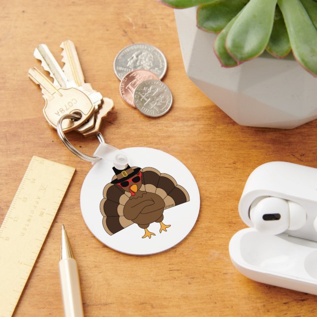 Coola Turkiet med solglasögon Happy thanksgiving Nyckelring (Skrivbord)