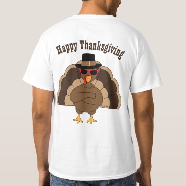 Coola Turkiet med solglasögon Happy thanksgiving T-shirt (Baksida)