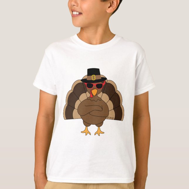 Coola Turkiet med solglasögon Happy thanksgiving Tee Shirt (Framsida)