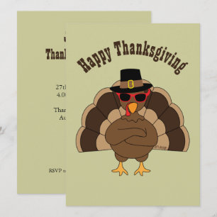 Coola Turkiet med solglasögon Thanksgiving Inbjuda Inbjudningar