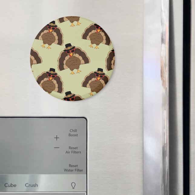 Coola Turkiet Thanksgiving roligt brun grönt mönst Magnet (In Situ (Fridge))