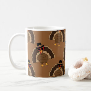 Coola Turkiet Thanksgiving roligt bruna mönster Kaffemugg