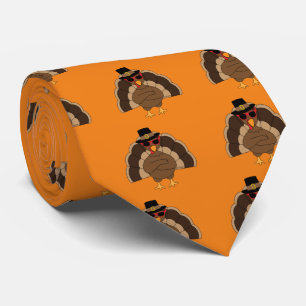 Coola Turkiet Thanksgiving roligt orange mönster Slips