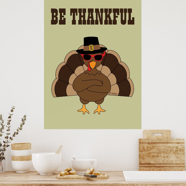 Coola Turkiet Thanksgiving Var vänlig anpassningsb Poster (Kök)