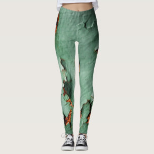 Coola turkos brun rostbildning metall leggings