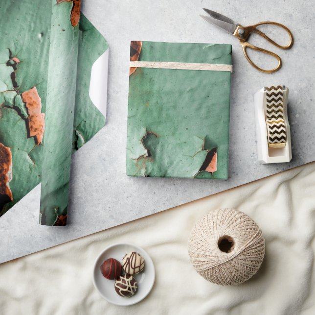 Coola turkos brun rostbildning metall presentpapper (Hantverk)