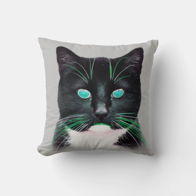 Coola Turkos Eyed Cat Dubbla Sided Kudde (Framsida)