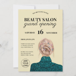 Coola turkos glitter skönhetssalon storöppning inbjudningar