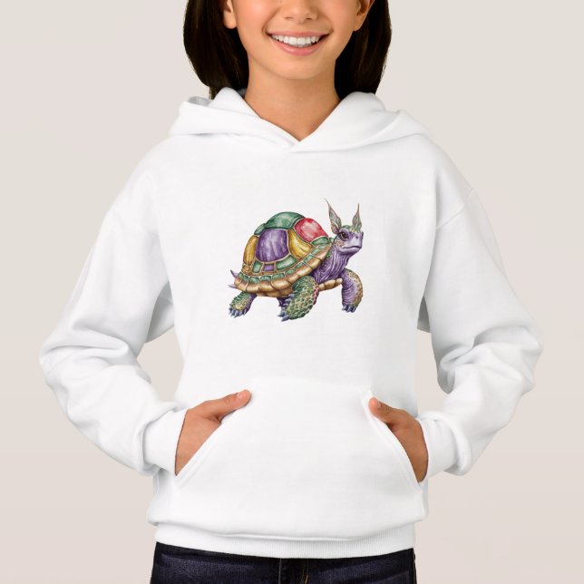 Coola Turtle med Grönt Mohawk T Shirt (Framsida)