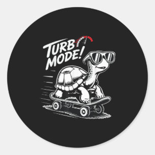 Coola Turtle on Skateboard Funny Turbo Vintage Gif Runt Klistermärke