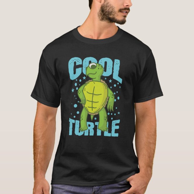 Coola Turtle Reptil Wasser Rückenpanzer T Shirt (Framsida)