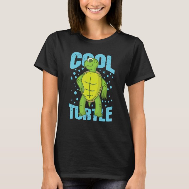 Coola Turtle Reptile Vatten Back Snäcka T Shirt (Framsida)