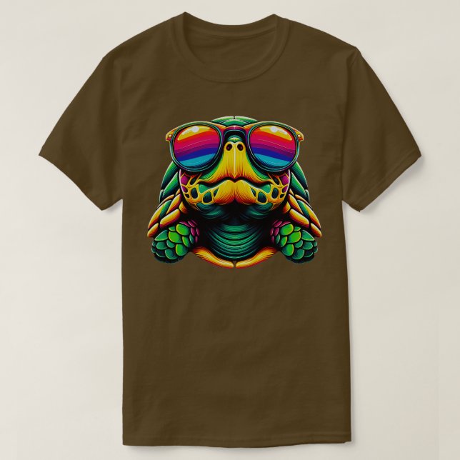 Coola Turtle with Sunglasses Design Design för bar T Shirt (Design framsida)
