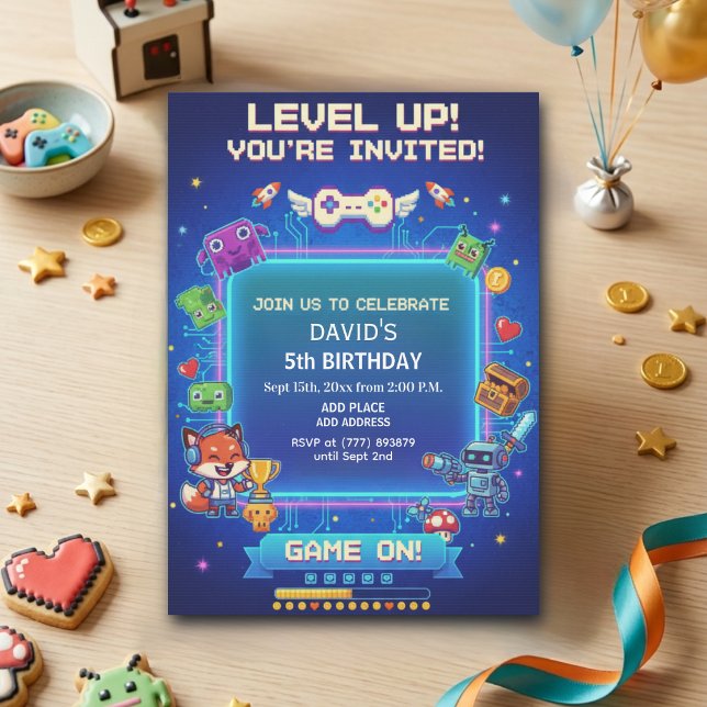 Coola TV-spel 5-årsfest Inbjudningar (Skapare uppladdad)