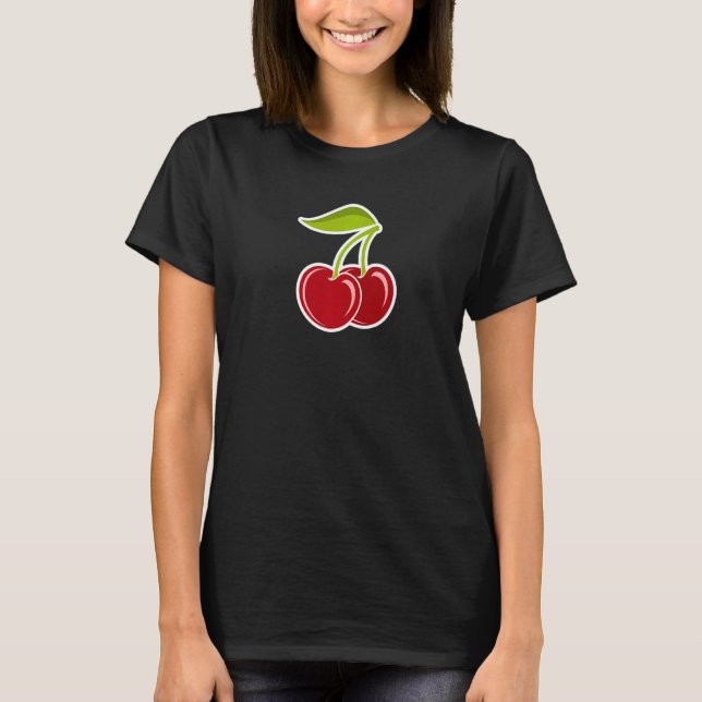 Coola två - illustration av röda körsbär t shirt (Framsida)