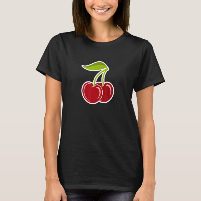 Coola två - illustration av röda körsbär t shirt (Framsida)